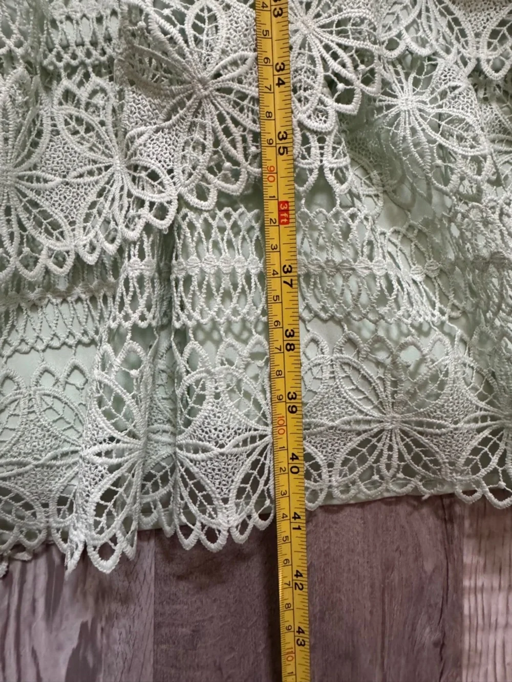Gianni Bini Lace Dress Size 8 Mint Green Tiered Boho V-Neck - Picture 14 of 15